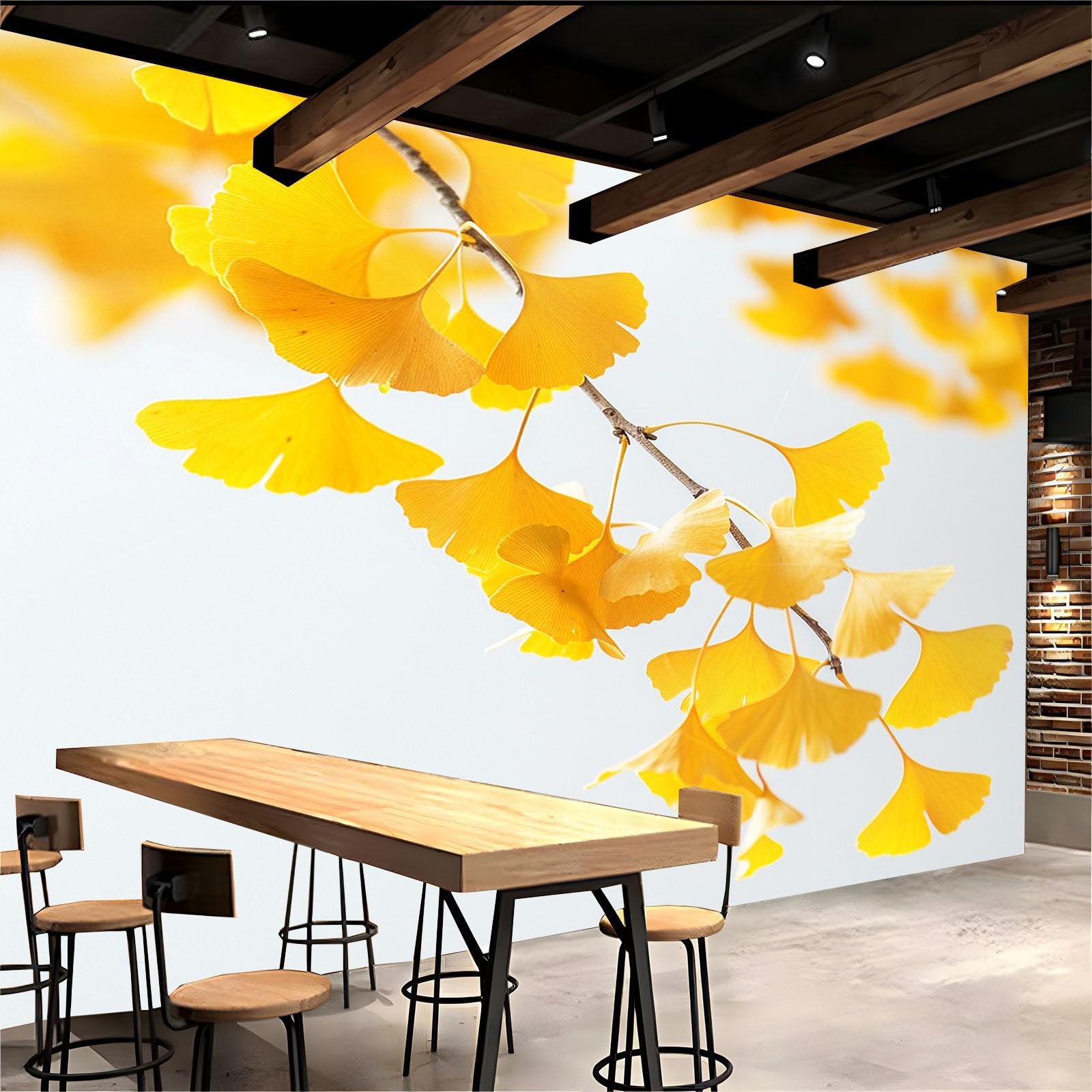 Amazon.co.jp: 壁飾り壁画 400 x 280 cm 黄色いイチョウの葉